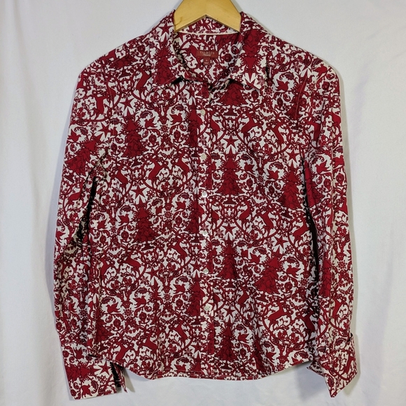 Talbots Tops - Talbots Haberdashery Holiday Christmas Reindeer Buttondown Cotton Blouse/Top 6